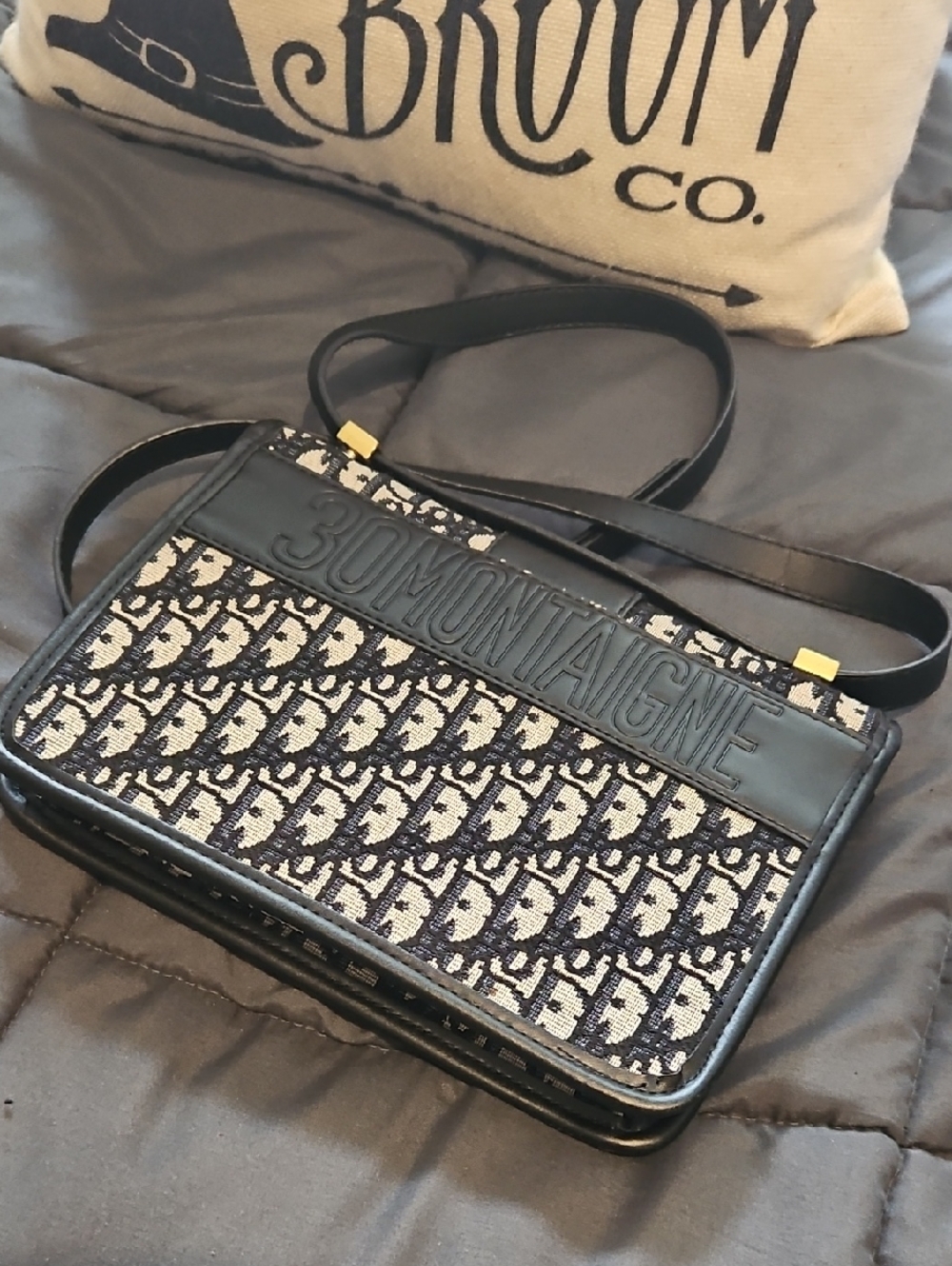 Dior Blue and Beige Oblique Canvas Saddle Crossbody Bag - Picture 6 of 6